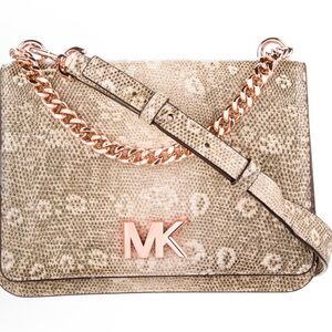 Michael Kors Snake Print Crossbody Bag with Rose Gold Accents